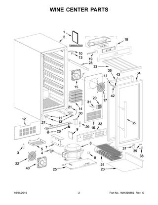 Wine Center Parts Diagram and Parts List for WUW35X15DS02  Whirlpool Wine and Beverage Cooler
