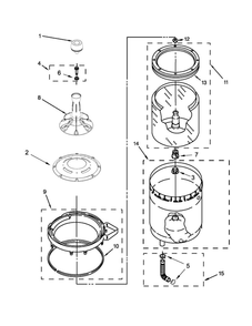 Agitator, Basket And Tub Parts Diagram and Parts List for WGT4027EW0  Whirlpool Washer Dryer Combo
