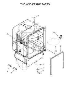 Tub And Frame Parts Diagram and Parts List for WDP370PAHB0  Whirlpool Dishwasher