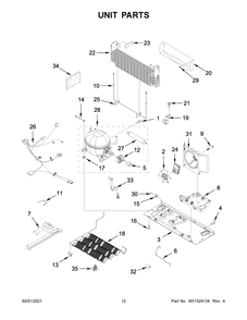 Unit Parts Diagram and Parts List for JFC2290REM03  Whirlpool Refrigerator