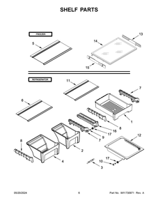 Shelf Parts Diagram and Parts List for WRT541SZDW03  Whirlpool Refrigerator