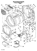 BULKHEAD PARTS Diagram and Parts List for 7MWGD8300SW1  Whirlpool Dryer