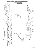 MOTOR AND ICE CONTAINER PARTS Diagram and Parts List for 7GS5FHAXTA02  Whirlpool Refrigerator