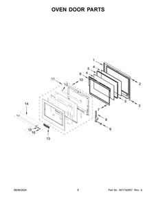 04 - Oven Door Parts Diagram and Parts List for KOES430RSS00  Whirlpool Wall Oven