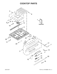 Cooktop Parts Diagram and Parts List for KSGG700EBS1  KitchenAid Range