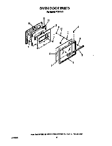 Oven Door Diagram and Parts List for F7907W0  Roper Range