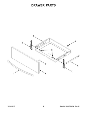 05 - Drawer Parts Diagram and Parts List for YWEE760H0DH0  Whirlpool Range