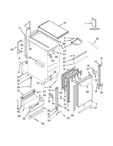 Cabinet, Door And Liner Parts Diagram and Parts List for KUIC18PNZS0  KitchenAid Ice Maker