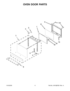 Oven Door Parts Diagram and Parts List for IBS550DS02  Whirlpool Wall Oven