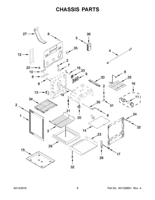 Chassis Parts Diagram and Parts List for YKFEG510ESS3  Whirlpool Range
