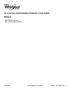 Cover Sheet Diagram and Parts List for WFE775H0HV0  Whirlpool Range