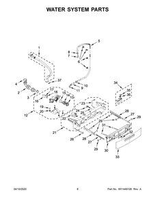 Water System Parts Diagram and Parts List for WFW5620HW1  Whirlpool Washer