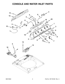 03 - Console And Water Inlet Parts Diagram and Parts List for MVW5435PW1  Whirlpool Washer