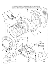 Bulkhead Parts Diagram and Parts List for IGD7200TW10  Inglis Dryer