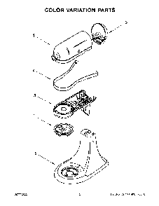 Color Variation Parts Diagram and Parts List for 5KSM195PSABE0  KitchenAid Mixer