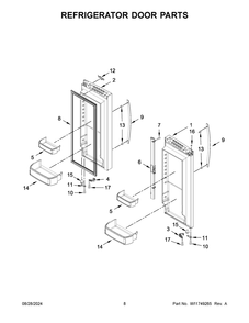 05 - Refrigerator Door Parts Diagram and Parts List for WRFF3036RB00  Whirlpool Refrigerator