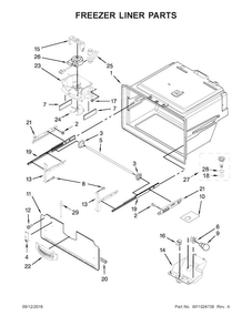 Freezer Liner Parts Diagram and Parts List for WRF555SDFZ02  Whirlpool Refrigerator