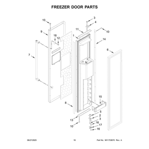 Freezer Door Parts Diagram and Parts List for KBSN708MPS01  KitchenAid Refrigerator