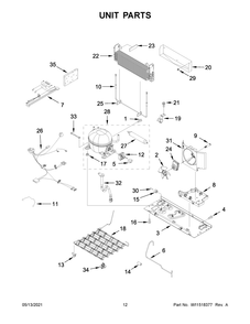 Unit Parts Diagram and Parts List for KRFF302EWH04  Whirlpool Refrigerator
