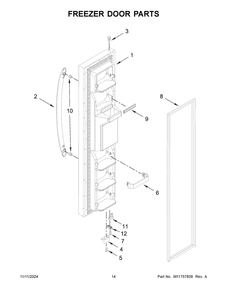 08 - Freezer Door Parts Diagram and Parts List for WRS321SDHZ13  Whirlpool Refrigerator
