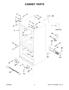 Cabinet Parts Diagram and Parts List for WRFA32SMHZ04  Whirlpool Refrigerator