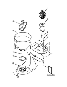 Base And Pedestal Unit Parts Diagram and Parts List for 5KSM125BER4  KitchenAid Mixer