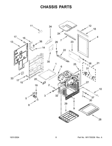 05 - Chassis Parts Diagram and Parts List for KFGD500ESS12  Whirlpool Range