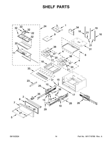 08 - Shelf Parts Diagram and Parts List for KRMF536RPS01  Whirlpool Refrigerator