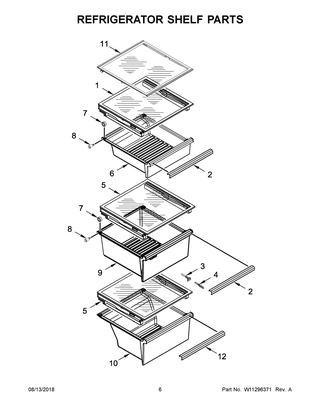 Refrigerator Shelf Parts Diagram and Parts List for WRSA88FIHN00  Whirlpool Refrigerator