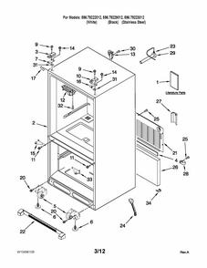 Cabinet Parts Diagram and Parts List for 59679223012  Kenmore Refrigerator