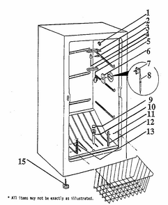 Freezer Compartment Diagram and Parts List for UCF120H  Whirlpool Freezer