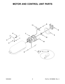 Motor And Control Unit Parts Diagram and Parts List for KSM150WPOB5  KitchenAid Mixer