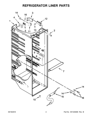 Refrigerator Liner Parts Diagram and Parts List for WRS586FIEM04  Whirlpool Refrigerator