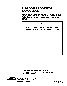 Front Cover Diagram and Parts List for 1895*0A  Roper Range