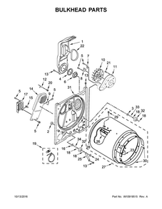 Bulkhead Parts Diagram and Parts List for 3LWED4705FW0  Whirlpool Dryer
