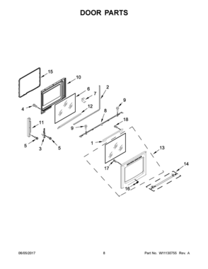 05 - DOOR PARTS Diagram and Parts List for MER8800FZ1  Whirlpool Range