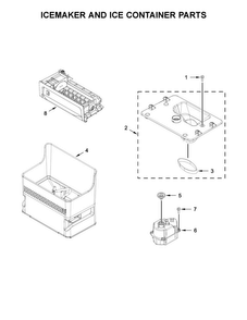 Icemaker And Ice Container Parts Diagram and Parts List for WRF954CIHM00  Whirlpool Refrigerator