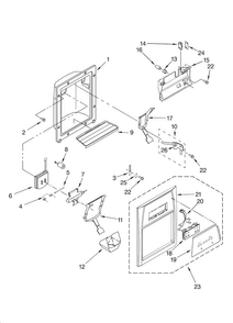 Dispenser Front Parts Diagram and Parts List for ED5LHGXNT00  Whirlpool Refrigerator