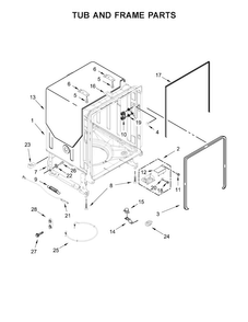 Tub And Frame Parts Diagram and Parts List for WDF560SAFB0  Whirlpool Dishwasher