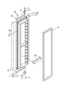 Freezer Door Parts Diagram and Parts List for KSSS48FMX03  KitchenAid Refrigerator
