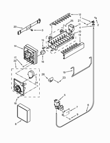 Icemaker Parts Diagram and Parts List for KFFS20EYMS04  KitchenAid Refrigerator