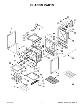 03 - CHASSIS PARTS Diagram and Parts List for YMES8800FZ0  Whirlpool Range