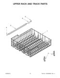 UPPER RACK AND TRACK PARTS Diagram and Parts List for WDF111PABB0  Whirlpool Dishwasher