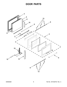 Door Parts Diagram and Parts List for KSGB900ESS4  Whirlpool Range
