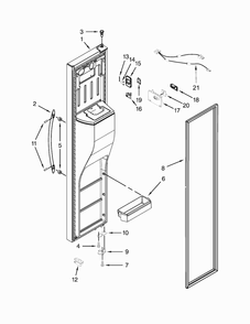 Freezer Door Parts Diagram and Parts List for WRS586FLDB01  Whirlpool Refrigerator