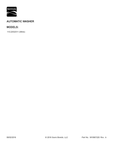 Cover Sheet Diagram and Parts List for 11022532511  Kenmore Washer