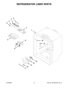 Refrigerator Liner Parts Diagram and Parts List for MFF2258FEZ05  Whirlpool Refrigerator