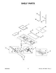 08 - Shelf Parts Diagram and Parts List for WRFF3436RV00  Whirlpool Refrigerator