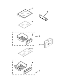 Refrigerator Shelf Parts Diagram and Parts List for KBSD612ESS00  KitchenAid Refrigerator