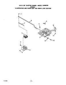Power Lock Diagram and Parts List for 2336*0A  Roper Range